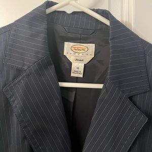 Talbots suit jacket blazer navy pinstripe size 10